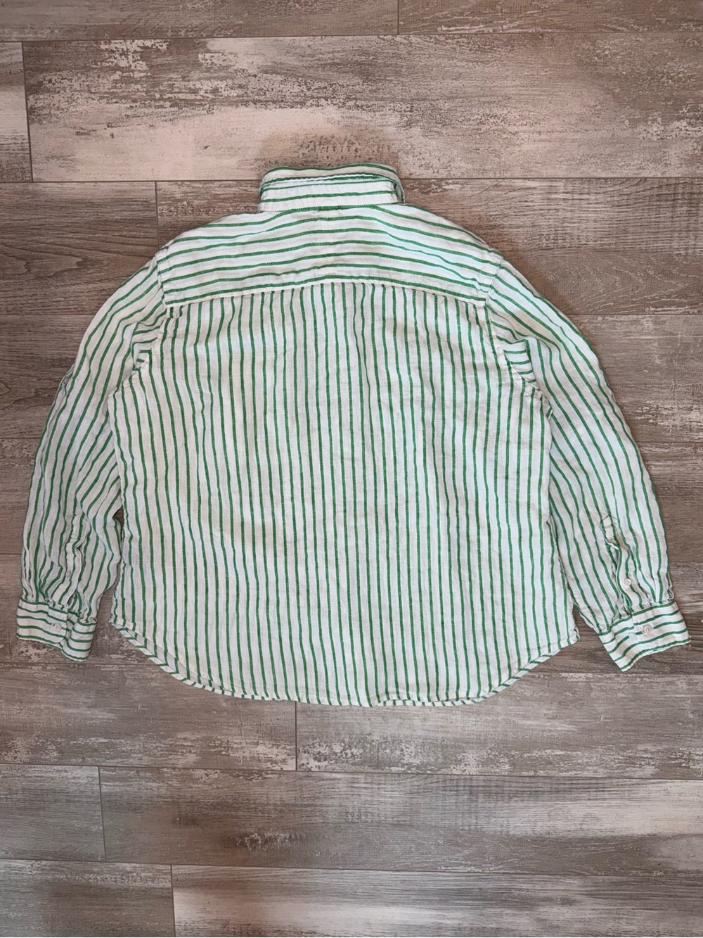 Lauren Ralph Lauren 100% Linen Green White Stripe Button Front Shirt Roll Tab 1X - Picture 5 of 9